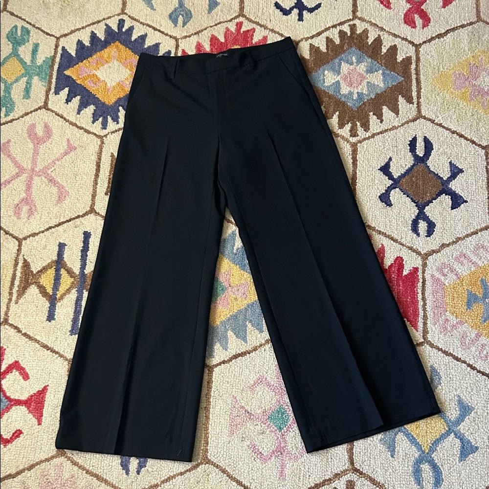 Banana Republic Black Wide-Leg Trousers with Front Pleats